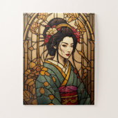 stained glass geisha puzzel legpuzzel (Verticaal)