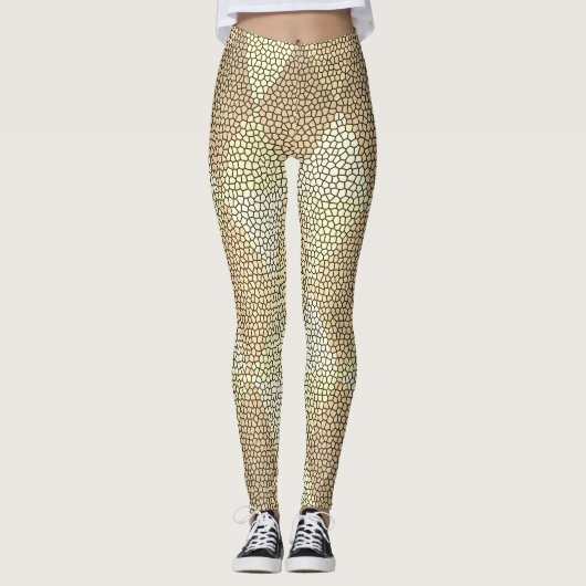 Stained Glass Gold Diamond Pattern Leggings (Voorkant)