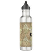 Stained Glass Gold Diamond Pattern Waterfles (Links)