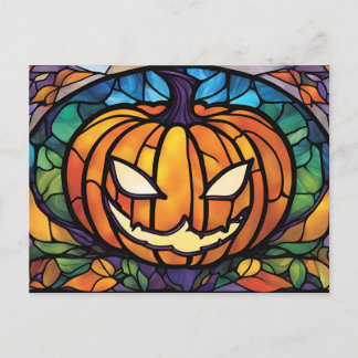 Stained Glass Halloween Jack-O-Lantern  Feestdagenkaart