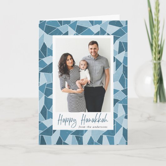 Stained Glass Happy Hanukkah 2 Foto Feestdagen Kaart (Voorkant)