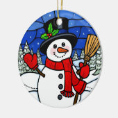 Stained Glass Happy Snowman Keramisch Ornament (Links)