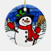 Stained Glass Happy Snowman Keramisch Ornament (Achterkant)
