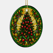 Stained Glass Holly & Bells Tree Keramisch Ornament (Rechts)