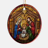 Stained Glass Holy Family Nativity Keramisch Ornament (Links)