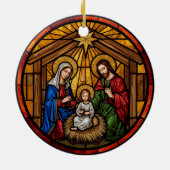 Stained Glass Holy Family Nativity Keramisch Ornament (Achterkant)