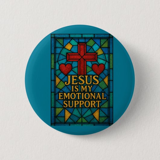 Stained Glass Jesus Christian Gift Ronde Button 5,7 Cm (Voorkant)