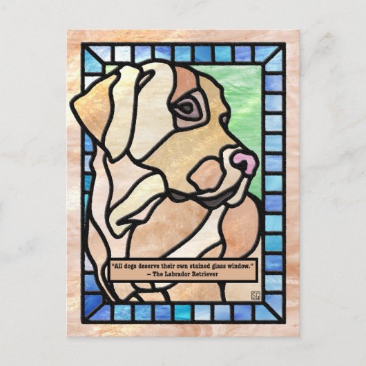Stained Glass Labrador Retriever Dog Postcards Feestdagenkaart (Voorkant)