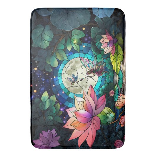 Stained Glass Little Fairy With Dragonfly Badmat (Voorkant Verticaal)