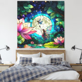 Stained Glass Little Fairy With Dragonfly Canvas Afdruk (Insitu (Slaapkamer))