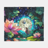 Stained Glass Little Fairy With Dragonfly Fleece Deken (Voorkant (Horizontaal))