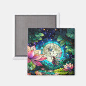 Stained Glass Little Fairy With Dragonfly Magneet (Voorkant / Achterkant)