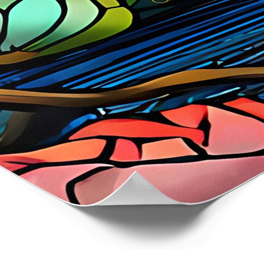 Stained Glass Little Fairy With Dragonfly Poster (Hoek)