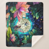 Stained Glass Little Fairy With Dragonfly Sherpa Deken (Voorkant)