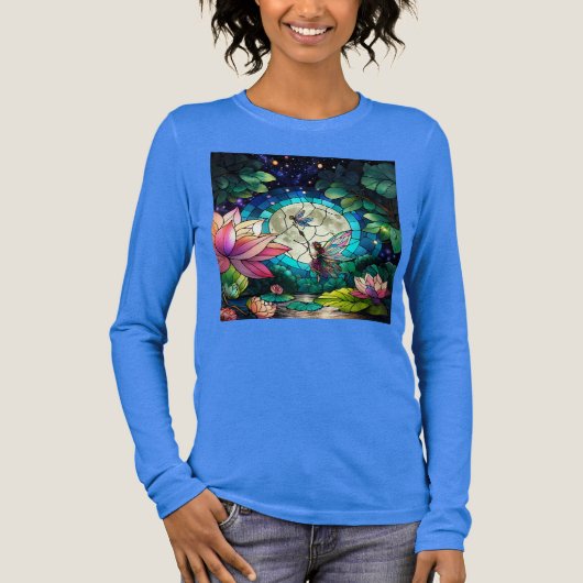 Stained Glass Little Fairy With Dragonfly Tri-Blend Shirt (Voorkant)