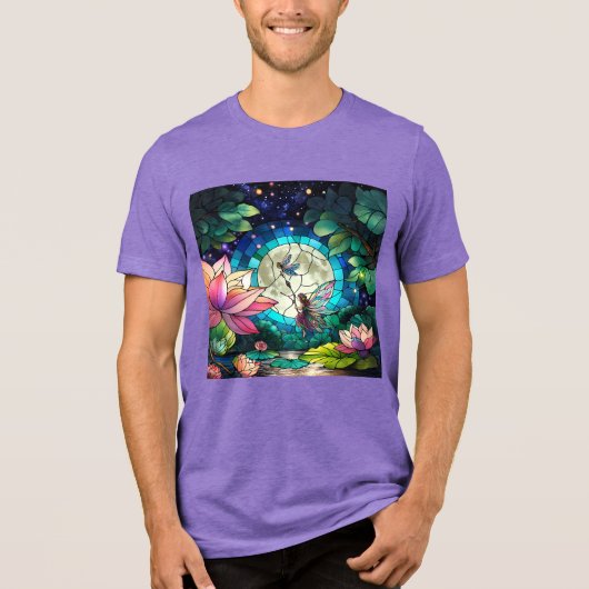 Stained Glass Little Fairy With Dragonfly Tri-Blend Shirt (Voorkant)