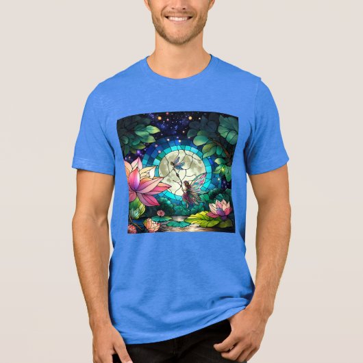 Stained Glass Little Fairy With Dragonfly Tri-Blend Shirt (Voorkant)