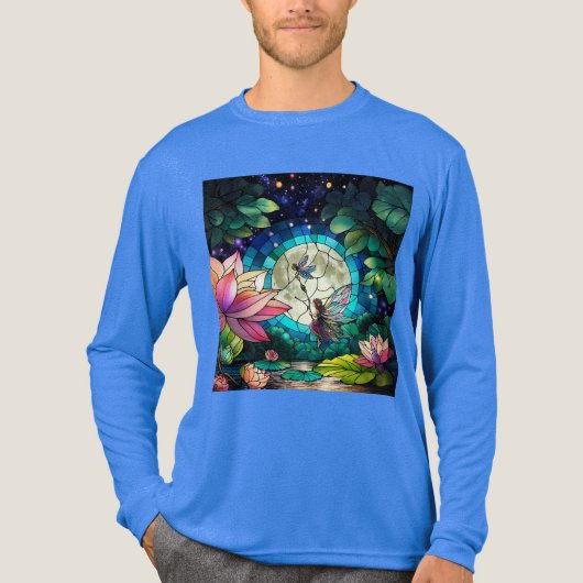 Stained Glass Little Fairy With Dragonfly Tri-Blend Shirt (Voorkant volledig)