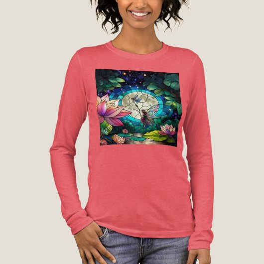 Stained Glass Little Fairy With Dragonfly Tri-Blend Shirt (Voorkant)