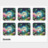 Stained Glass Little Fairy With Dragonfly Vierkante Sticker (Vel)