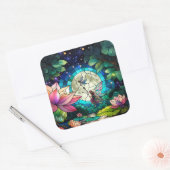 Stained Glass Little Fairy With Dragonfly Vierkante Sticker (Envelop)