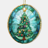 Stained Glass Look Christmas Tree & Star Holiday Keramisch Ornament (Links)