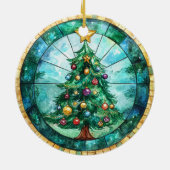 Stained Glass Look Christmas Tree & Star Holiday Keramisch Ornament (Achterkant)