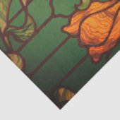 Stained glass look floral art nouveau green orange tissuepapier (Detail)