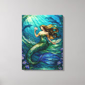 Stained Glass Mermaid Art Canvas Afdruk (Voorkant)