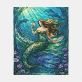 Stained Glass Mermaid Art Fleece Deken (Voorkant)