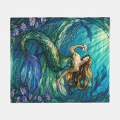 Stained Glass Mermaid Art Fleece Deken (Voorkant (Horizontaal))