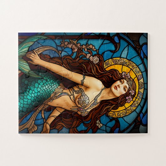 stained glass mermaid puzzel (Horizontaal)