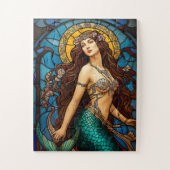 stained glass mermaid puzzel legpuzzel (Verticaal)