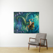 Stained Glass Mermaid Tapestry Wandkleed (In Situ (horizontaal))