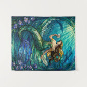 Stained Glass Mermaid Tapestry Wandkleed (Voorkant (horizontaal))
