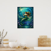 Stained Glass Mermaid Wall Art Poster (Keuken)
