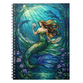Stained Glass Mermaid Wall Art Poster Notitieboek