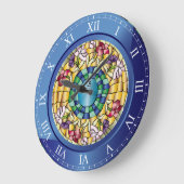 Stained Glass Monogram Colorful Jewel Flowers Grote Klok (Hoek)