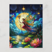 Stained Glass Moonlight Flight Fairy  Briefkaart (Voorkant)