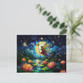 Stained Glass Moonlight Flight Fairy Briefkaart (Staand voorkant)
