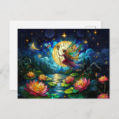 Stained Glass Moonlight Flight Fairy Briefkaart (Voorkant / Achterkant)
