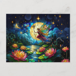 Stained Glass Moonlight Flight Fairy Briefkaart
