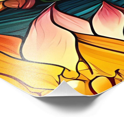 Stained Glass Moonlight Flight Fairy Foto Afdruk (Hoek)