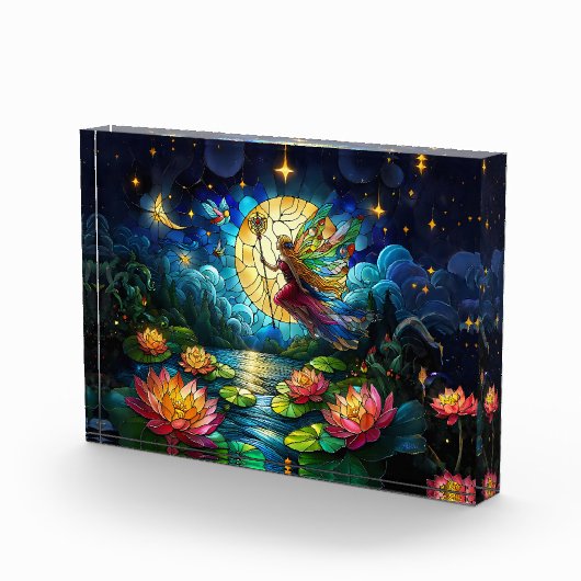 Stained Glass Moonlight Flight Fairy Fotoblokken (Rechts)