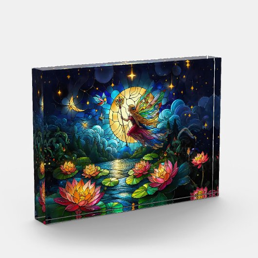 Stained Glass Moonlight Flight Fairy Fotoblokken (Links)