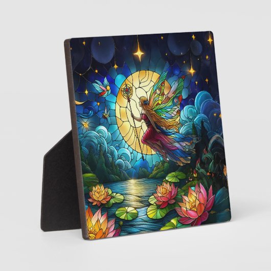 Stained Glass Moonlight Flight Fairy  Fotoplaat (Voorkant)