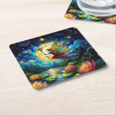 Stained Glass Moonlight Flight Fairy  Kartonnen Onderzetters (Schuin)