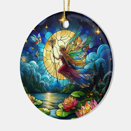 Stained Glass Moonlight Flight Fairy  Keramisch Ornament (Links)