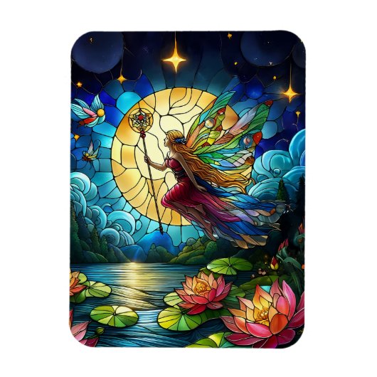 Stained Glass Moonlight Flight Fairy  Magneet (Verticaal)