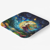 Stained Glass Moonlight Flight Fairy  Papieren Bordje (Gebogen)